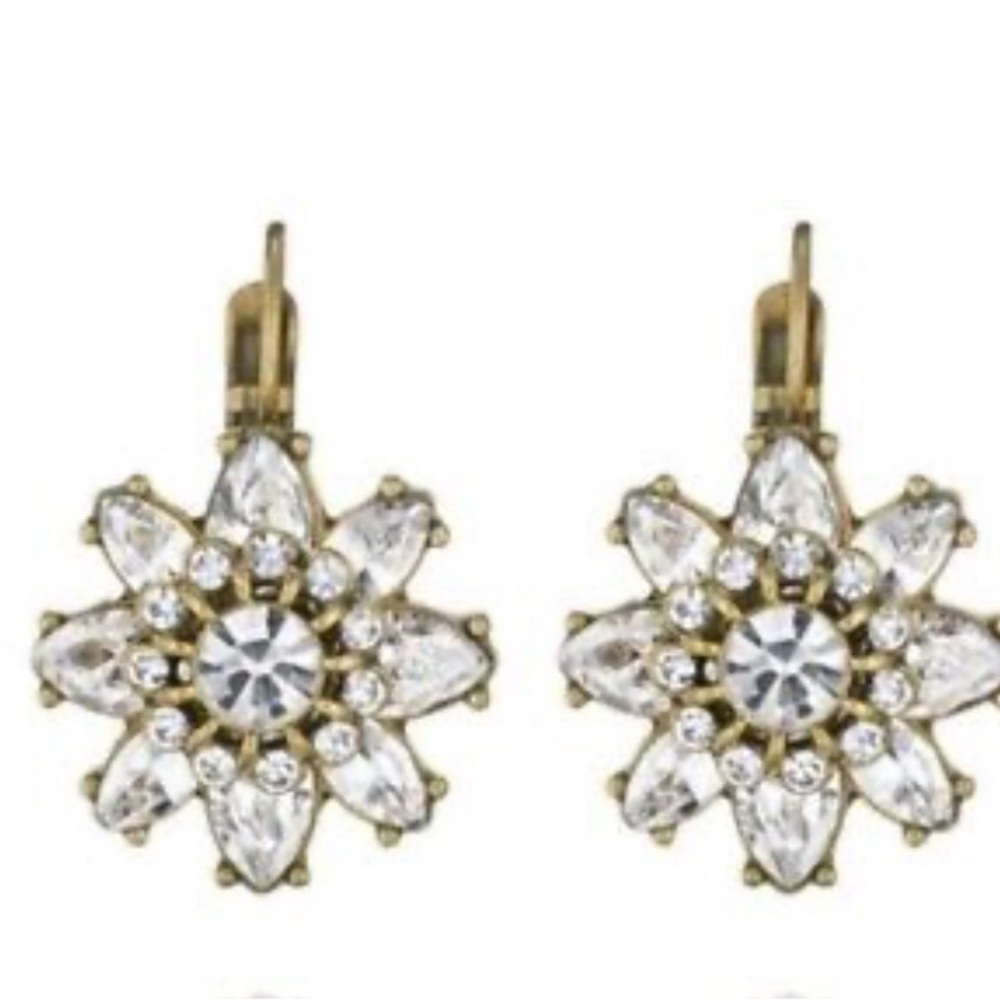 Gold and Silver Floral Crystal Earrings
